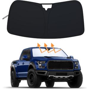 PIMCAR Windshield Sunshade for Ford F-150 2015-2020 | Premium 310T Reflective Polyester UV & Heat Blocker | Reduces Interior Temperature, Foldable with Storage Pouch PIMCAR Windshield Sunshade for Ford F-150 2015-2020 | Premium 310T Reflective Polyester UV & Heat Blocker | Reduces Interior Temperature, Foldable with Storage Pouch