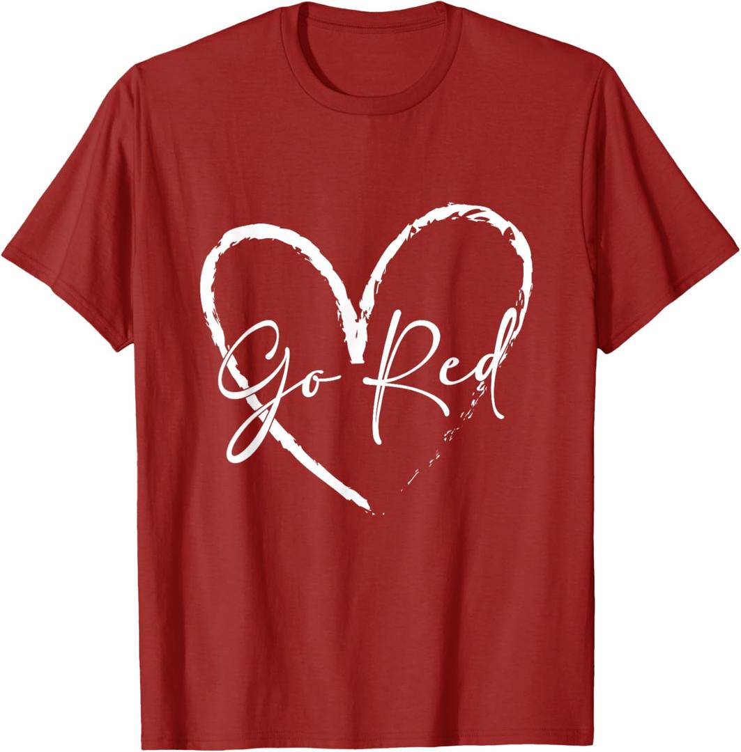 Go Red for Women American Heart Disease Month Awareness T-Shirt,Small