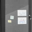 Mifuro 26"x20" Enclosed Bulletin Board, Outdoor Lockable Weather-Resistant Aluminum Cork Noticeboard for School & Office, Black Frame w/Grey Flet