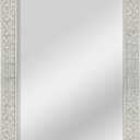 Rattan Trim Wall Mirror, 18' x1.25' x 23.75' , White