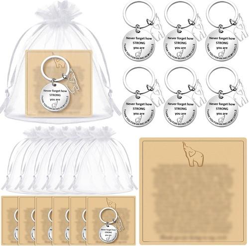 6 Sets Christmas Elephant Friendship Gifts for Women Good Luck Gifts, Elephant Keychains with Cards for Best Friend True Friendship Thank You for Being Friend Women Christmas Party Supplies