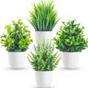 Miracliy 4 Pack Fake Plants Small Artificial Faux Plants Indoor for Home Office Farmhouse Bathroom Decor (Green)