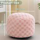 HIGOGOGO Round Stuffed Pouf Ottoman, Plaid Poufs with Foam Chunk Filling, Fluffy and Furry Pouf Foot Stool Storage Ottoman, 20 X 15 Floor Poufs Foot Rest for Living Room, Pink