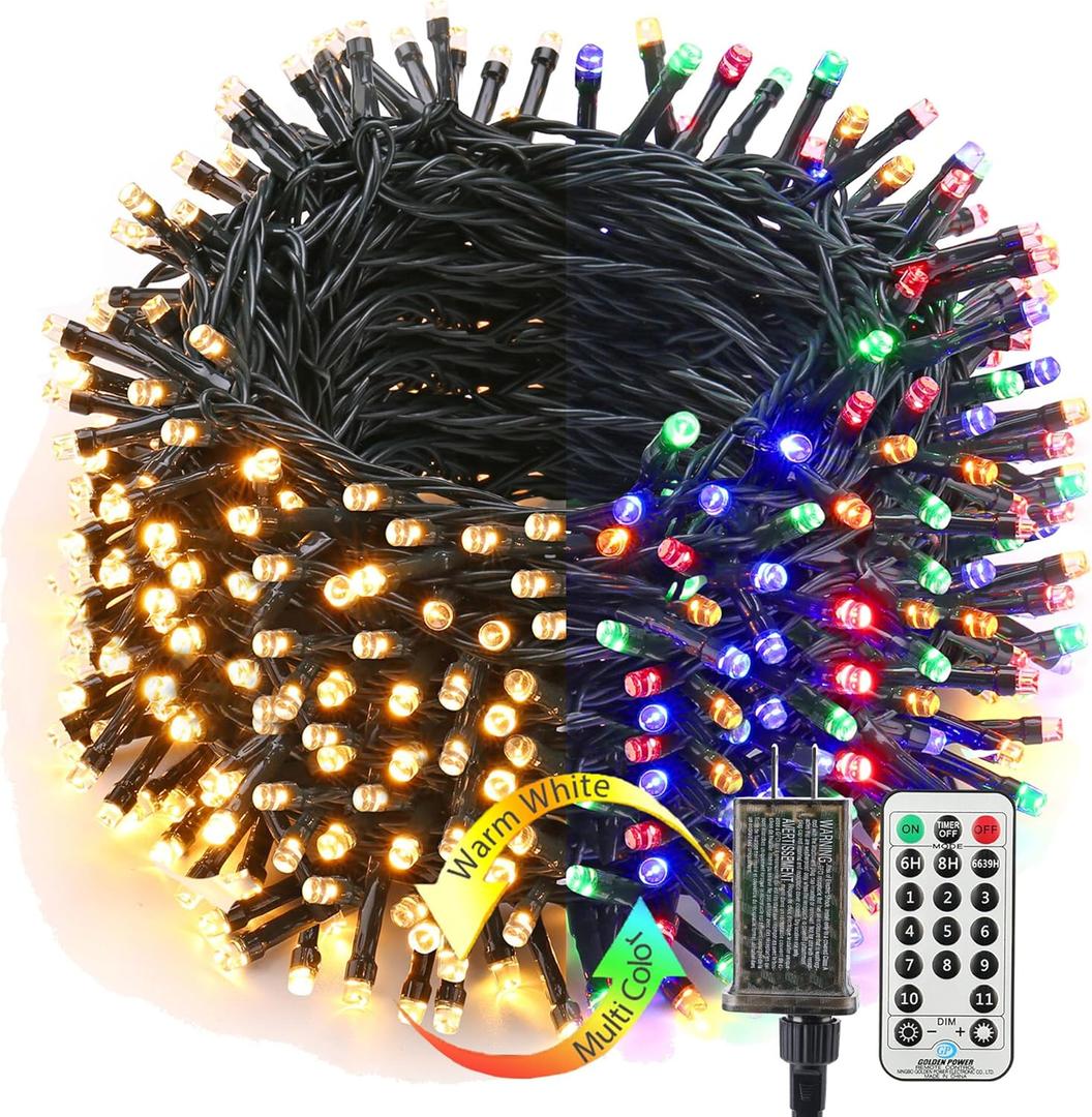Brizled Christmas String Lights, 279ft 800 LED Color Changing Christmas Lights with Remote, 11 Modes Tree Light Warm White & Multicolor Green Wire Xmas Lights Outdoor for Xmas Party Home