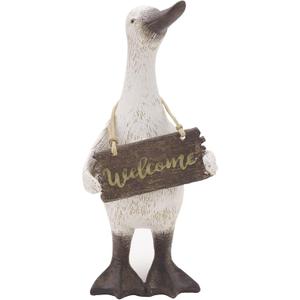 Elements 5.51x4.92x11.81 Inch Resin Duck with Welcome Sign Tabletop Decor