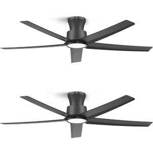 ocioc 52 inch Ceiling Fans with Lights, Large Air Volume Ceiling Fans with Reversible Quiet DC Motor and Remote 2 PackBlack