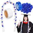 Whaline Graduation Candy Lei Making Kit, Blue DIY Graduation Wreath 26.2Ft Candy Lei Tubing Bags 50Pcs Flower Pieces 3 Roll Ribbons Congrats Grad Necklace for Grad Party Craft Favor