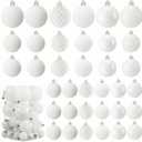 Soulchen 42 Pcs Velvet Christmas Ornaments Set Flocked White Christmas Ball Ornaments Hanging Shatterproof Xmas Ball Decor with 5 Styles in 3 Sizes for Xmas Tree Holiday Indoor Outdoor Home Decor