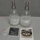 Vine Creations Clear Glass Soap Dispenser, 2 Pack Kitchen Soap Dispenser Set with Stainless Steel Pump, 16 oz Hand Soap or Dish Soap for Bathroom or Kitchen with Waterproof Labels