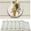 More Dcor Dining Table Placemats, Washable Heat-Resistant PVC Vinyl Table Mats for Dining Room and Kitchen, Anti-Slip - Set of 6 - Ivory