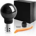 TEMSONE Universal Carbon Fiber Shift knob Round Ball Compatible with Lock/Button Automatic Transmission,Give for Boyfriend Father's Carbon Pattern Gear Shift Gift Box(Black)