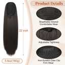Flufymooz ponytail extension, 22 Inch Long Straight Drawstring Ponytail Synthetic Hairpieces Fake Pony Tails Natural Soft Clip in Hair Extension ponytail for Women (Black Brown)