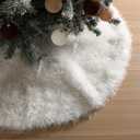 Halloscume 48 Inch Curly Wool Fur Christmas Tree Skirt, White Thick Plush Faux Fur Tree Skirt Luxury Soft for Home Xmas Party Holiday Indoor Decor(2.6 Lb/ 1200 g)