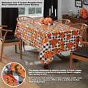 Newbridge Halloween Jack O Lantern Pumpkin Farm 60 x 102 Inch Rectangle Vinyl Tablecloth with Flannel Backing, Black and White Check Pumpkin Design, Easy Care Wipe Clean Table Cover