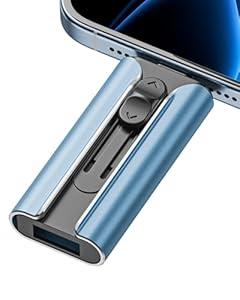 256GB USB Flash Drive for Phone and Pad, Photo Stick High Speed External USB Thumb Drives Photo Storage Memory Stick for Save More Photos and Videos (DarkBlue, 256GB)