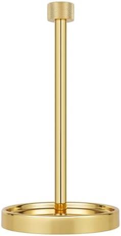 Ivilon Countertop Paper Towel Holder - Modern Knurling End Cap Minimalist Design - Color Gold Polished