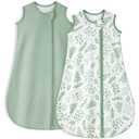Yoofoss Baby Sleep Sack 6-12 Months TOG 1.0 Baby Wearable Blanket, 2 Pack 100% Cotton Infant Toddler Sleeping Sack 2-Way Zipper Lightweight Sleep Sack (Medium, 1.0 Tog-leaf&green)