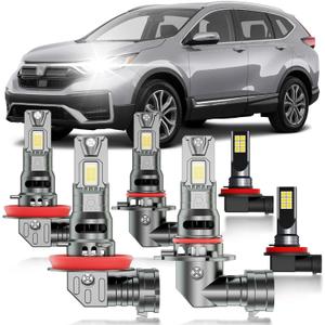 for Honda CRV 2015-2022 Fog Lights Bulbs Combo, 6pcs Super Bright White Dual Beam and Fog Lights Blubs Package, 1:1 Size as Stock Bulbs, Plug and Play