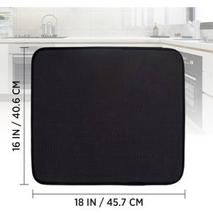 Dish Drying Mat Black 16x18 Inch