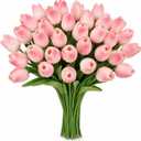 MACTING 30 PCS Artificial Tulip Flowers 13.7" Real Touch Fake PU Tulips Bouquet Faux Flowers for Floral Arrangements Table Centerpieces Kitchen Indoor Home Mothers Day Decorations,Peach Pink