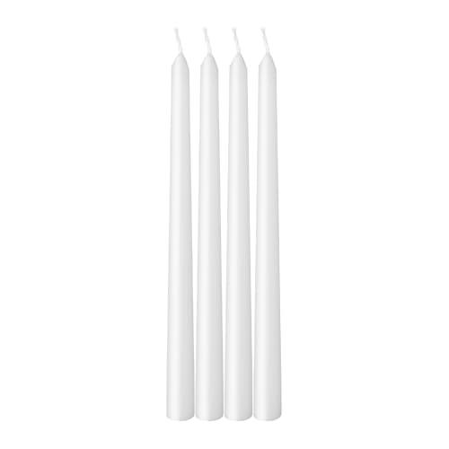 Estrella Blanca 4 Pack 10-Inch White Taper Candles, Unscented Smokeless Dripless Tall Candlesticks for Home Décor, Dinner Tables, Parties, and Weddings