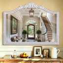 32x42 Inch Vintage Baroque Arched Mirror for Wall Decor