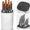 Ninonly Knife Block Without Knives 2 in 1 Universal Square Knife Holder for Kitchen with Scissors Slot Space Saving Detachable Kitchen Knife Storage (White)