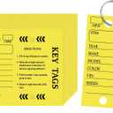 Thyle 500 Set Self Laminating Protecting Car Key Tag with Label Ring Bulk a Self-adhesive Plastic Film Prevent Writing from Fraying Key Tags with Metal Split Rings for Car Truck or RV Dealers Supplies