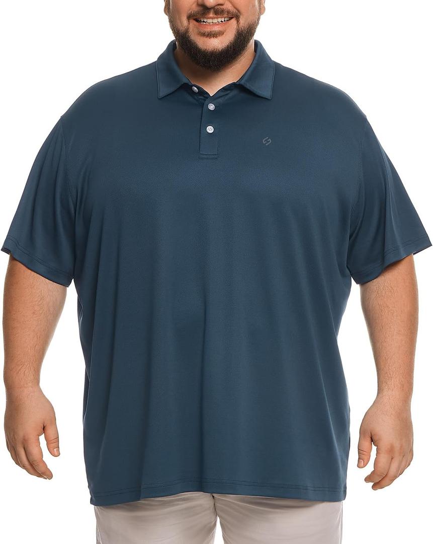 HOdo Big and Tall Mens Polo Shirt Moisture Wicking Sport Golf Shirts, 6XL (Navy)