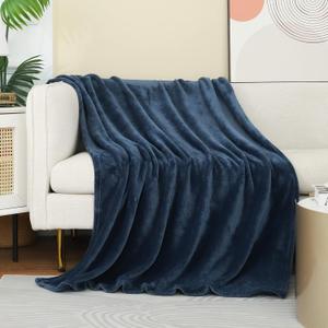 Dark Dusty Blue Stone Blue Throw Blanket Flannel Fleece Throw Size 50 by 60 Inches for Couch Sofa Bed 280GSM,Super Soft Plush Cozy and Luxury Warm Bed Blanket for All Season (Throw(50"60"))