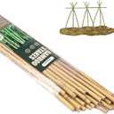 Cambaverd Bamboo Stakes 4ft Natural Plant Stakes for Tomatoes, Beans, Climbing Plants Support - 25 Pack Bamboo Sticks for Plants