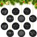 Jenaai 12 Pcs 2.36 Inch Black Glass Christmas Ball Ornaments Vintage Christmas Tree Decorations Mercury Glass Hanging Ornaments for Xmas Trees Party Garland DIY Craft Holiday Supplies