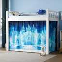 Bunk Bed Curtains - Loft Bed Curtains Privacy Bottom Bed Tent Customization Blockout Breathable Bed Canopy for Girls Teens Children Students (Ice Castle, 2 Pacs Twin)