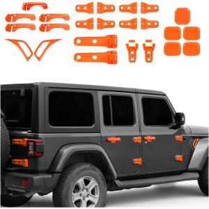 JWWY Exterior Cover Trim Kit for 2018 2026 Jeep Wrangler JL JLU, Full Door Handle Hood Hinge Side Air Vent Exterior Door Bowl, 41PCS Orange