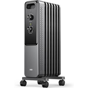 DREO Radiator Heater, Dual Knobs, 8 Safety Protection, 1500W Electric Space Heaters for Indoor Use Large Room, Energy Saving, Quiet Oil Filled Radiator for Bedroom, Adjustable Thermostat