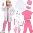 SIZGAROOT Doctor Costume for Kids Toddler Girls Boys Doctor Costume with Lab Coat Halloween Party Dress Up, 3-4T