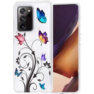 Bohefo Clear Case Compatible with Galaxy Note 20 Ultra 5G, Samsung Note 20 Ultra Case for Girls, Cute Soft TPU Shockproof Protective Phone Case Cover for Samsung Galaxy Note 20 Ultra 5G (Butterfly)