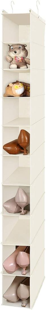 MAX Houser 10-Shelf Hanging Shoe Shelf Organizer, Hanging Shoe Storage for Closet (Beige)