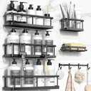 YASONIC Shower Caddy Adhesive, 100% Rustproof Shower Organizer with Soap Holder, 6 Pack Large Capacity shower Shelves for Inside Shower, No Drilling Bathroom Organizers and Storage for Home Decor