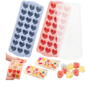 Heart Ice Cube Molds with Lid 2 Pcs Mini Heart Ice Cubes Tray for Whiskey Hearts Silicone Jello Chocolate Mold Hearts Pudding Soap Candle Molds Valentine Ices Cube Maker for Cocktails Beverages