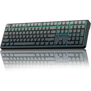 AULA F108 Wireless Mechanical Keyboard, Full Size Gaming Keyboard with Number Pad, Side Printed PBT Keycaps, Pre-lubed Switches, RGB Backlit, Hot Swappable Creamy Sounding Computer Keyboards, 108 keys, No Knob-Gradient Black