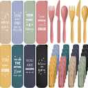 Hushee 24 Pack Employee Appreciation Gifts Bulk for Coworkers Reusable Travel Utensils Set with Case Wheat Straw Cutlery Portable Spoon Knife Fork Tableware for Team Coworker Staff Teacher