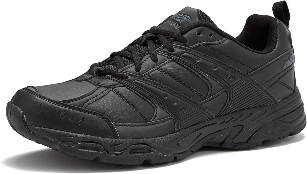 Avia Avi-Verge Mens Sneakers - Cross Trainer Mens Tennis Shoes, Pickleball or Walking Shoes for Men, Medium or Extra Wide Width Court Shoes Size 7 to 16 (12 X-Wide, Jet Black/Castle Rock)