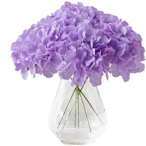 Artificial Silk Hydrangea Fake Flowers Hydrangea Flowers Pack of 10 Hydrangea for Centerpieces Home Party Decor - Lilac