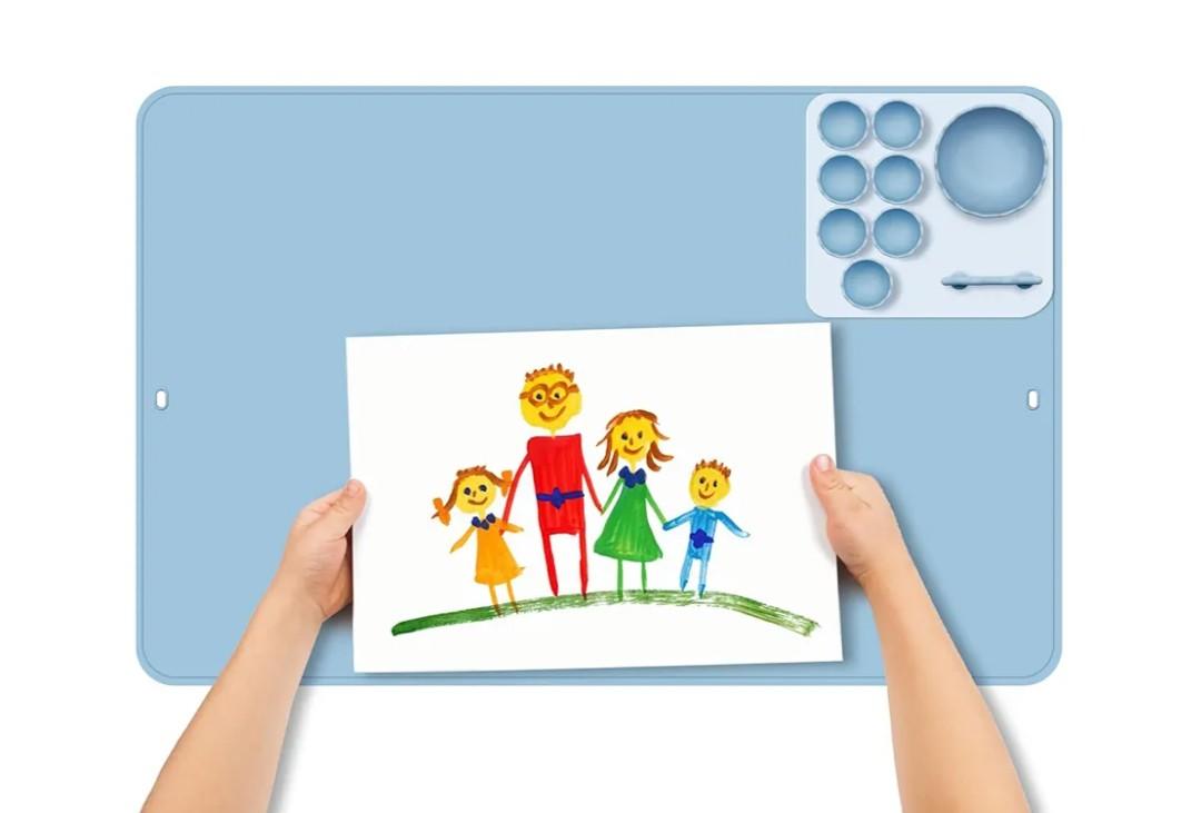 Silicone Painting Mat, Artist for Kids Gift Clay DIY Creations, Large Silicone Mats for Crafts Paint Mats with Bowl, Brush Holder,23.6"x15.7"