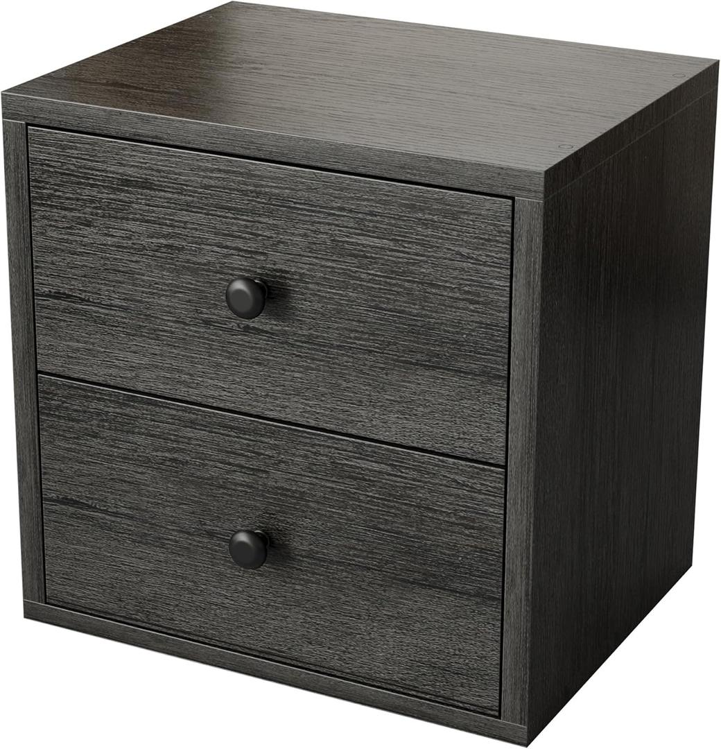 Magic DIY Cube Storage Organizer Stackable Cubes for Home Books Clothes Toy-Modular Cubby Storage System-Office Cubical-Bookcase Closet (French Oak,Drawer Cube)