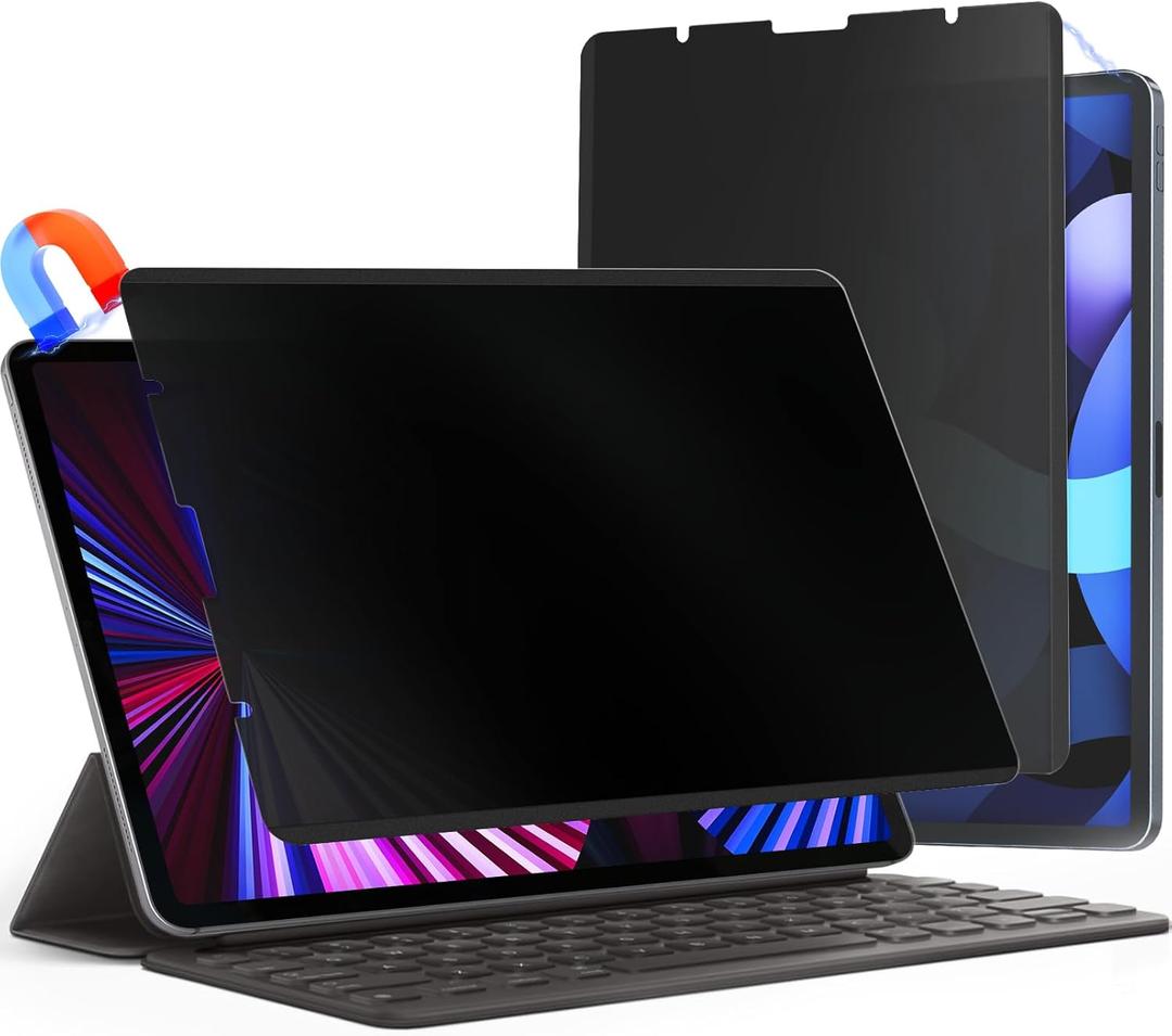 Upgraded 360 iPad Pro 12.9 inch Privacy Screen Protector (Landscape+Portrait Privacy), Magnetic Removable 4-Way Anti Spy Screen Film for Apple iPad Pro 12.9" 6th 5th 4th 3rd Generation 2022 2021 2020