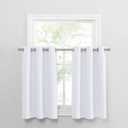 PONY DANCE Short Curtains for Window - (42 x 36 inches, Pure White, 2 PCs) Grommet Top Tiers Valances for Half Small Window Covering Light Filter