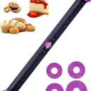 Silicone Rolling Pin with Thickness Rings, Adjustable Designs for Fondant, Cookie Decorating, Pasta, Pizza, 23.6 inch Purple Large Long Pin