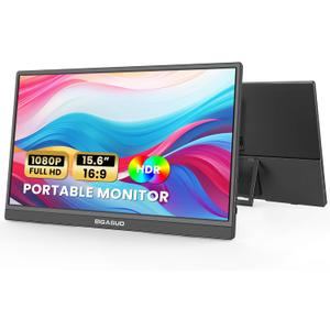 BIGASUO Portable Monitor for Laptop, 15.6'' FHD 1080P USB-C HDMI Travel Monitor, HDR IPS Ultra-Slim Portable Screen with Kickstand & Speakers, Extra Screen for Laptop PC MAC Phone PS4/5 Xbox Switch BIGASUO Portable Monitor for Laptop, 15.6'' FHD 1080P USB-C HDMI Travel Monitor, HDR IPS Ultra-Slim Portable Screen with Kickstand & Speakers, Extra Screen for Laptop PC MAC Phone PS4/5 Xbox Switch